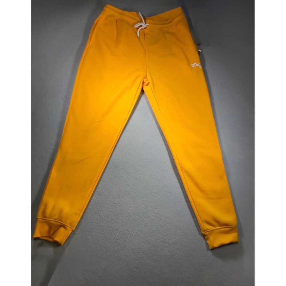 LRG Lifted Research Group Mens Yellow Fleece Jogger Sweatpants Large